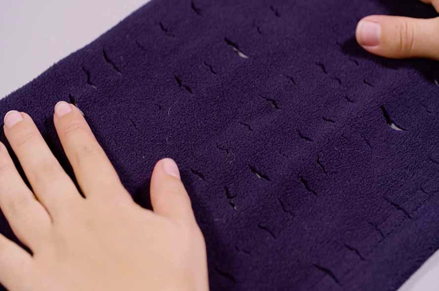 Slits cut into the fabric