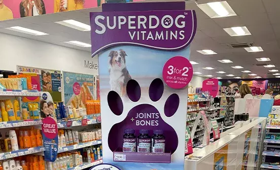 Signage for Superdog Vitamins