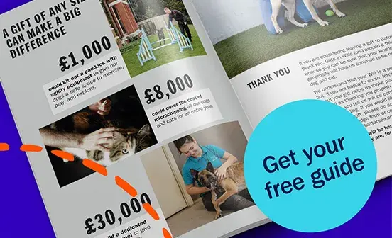 Open brochure showing how donations help Battersea