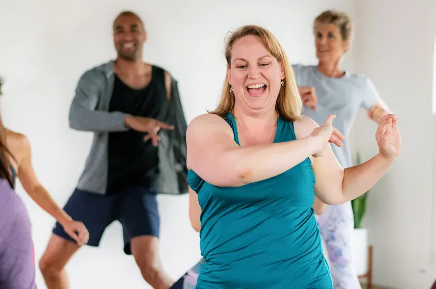 People taking part in a dance class