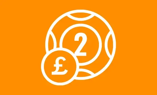 Lottery ball with a number 2 on an orange background