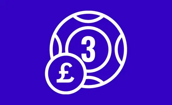 Lottery ball with a number 3 on a dark blue background
