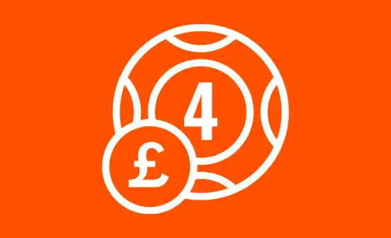Lottery ball with a number 4 on a dark orange background